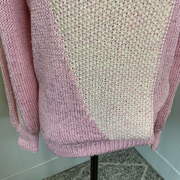 Vintage Nannell Women’s Small Pink Wool Rabbit Hair Blend Hand Knit Sweater - Picture 4 of 14